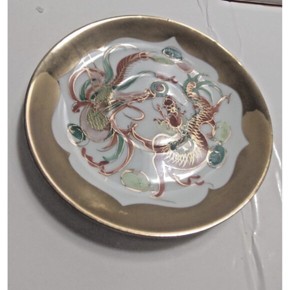 Chinese Dragon Hand Made Eggshell Porcelain Tea Cup & Saucer 22K Gold gilt - Picture 9 of 16